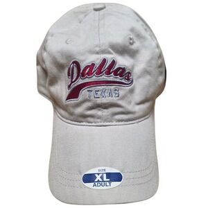 J America Dallas Texas Baseball Cap Adult XL Beige Cotton Embroidered Logo‎